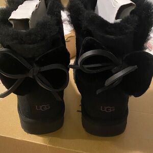 UGG Black Furry Bow Boots